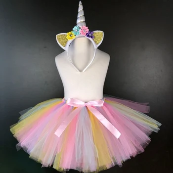Girls Unicorn Pastel Tutu Skirts Baby Ballet Tulle Pettiskirt with Ribbon Bow and Flower Headband Kids Party Costume Skirt Cloth
Girls Unicorn Pastel Tutu Skirts Baby Ballet Tulle Pettiskirt with Ribbon Bow and Flower Headband Kids Party Costume Skirt Cloth