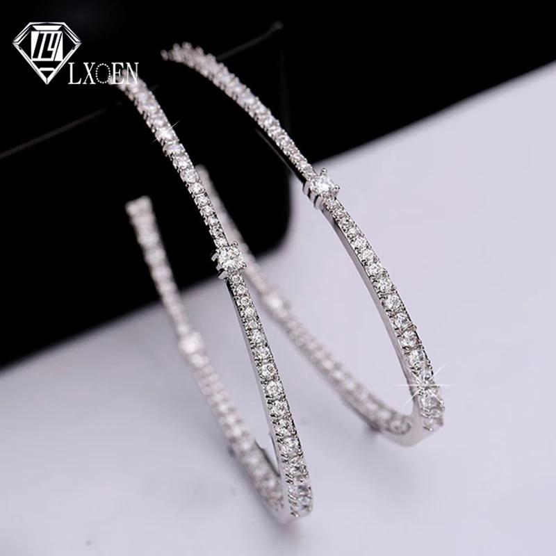 LXOEN Luxury Zirconia Big Women Hoops with White Gold Color Shining Crystal Round Hoop Earrings for Wedding Party
LXOEN Luxury Zirconia Big Women Hoops with White Gold Color Shining Crystal Round Hoop Earrings for Wedding Party