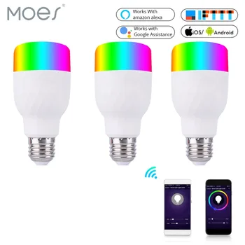 WiFi Smart Light Bulb Intelligent Colorful LED Lamp 7W RGBW APP Remote Control Works with Alexa Google for Smart Home E27 E26
WiFi Smart Light Bulb Intelligent Colorful LED Lamp 7W RGBW APP Remote Control Works with Alexa Google for Smart Home E27 E26