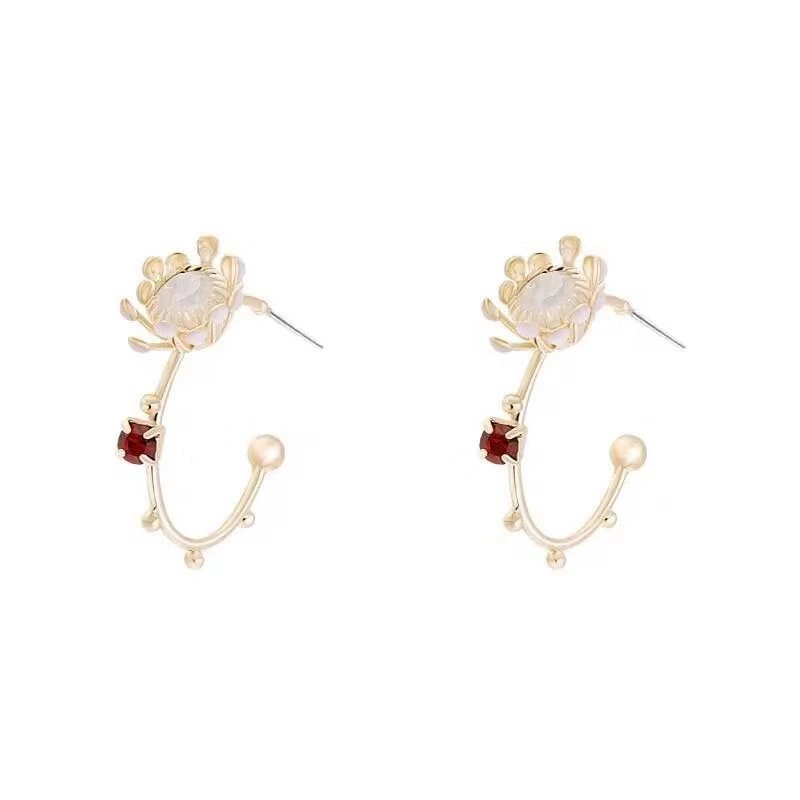 2019 Korean Design Flower Hoop Earrings For Women Golden Color Crystal Earrings Gift For Wedding Ear Jewelry aretes de mujer
2019 Korean Design Flower Hoop Earrings For Women Golden Color Crystal Earrings Gift For Wedding Ear Jewelry aretes de mujer
