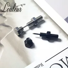 Louleur Punk Mode Goud Zwart Kleur Roestvrij Nail Schroef Piercing Stud Oorbel voor Vrouwen & Mannen Oor Piercings Mode-sieraden(China)