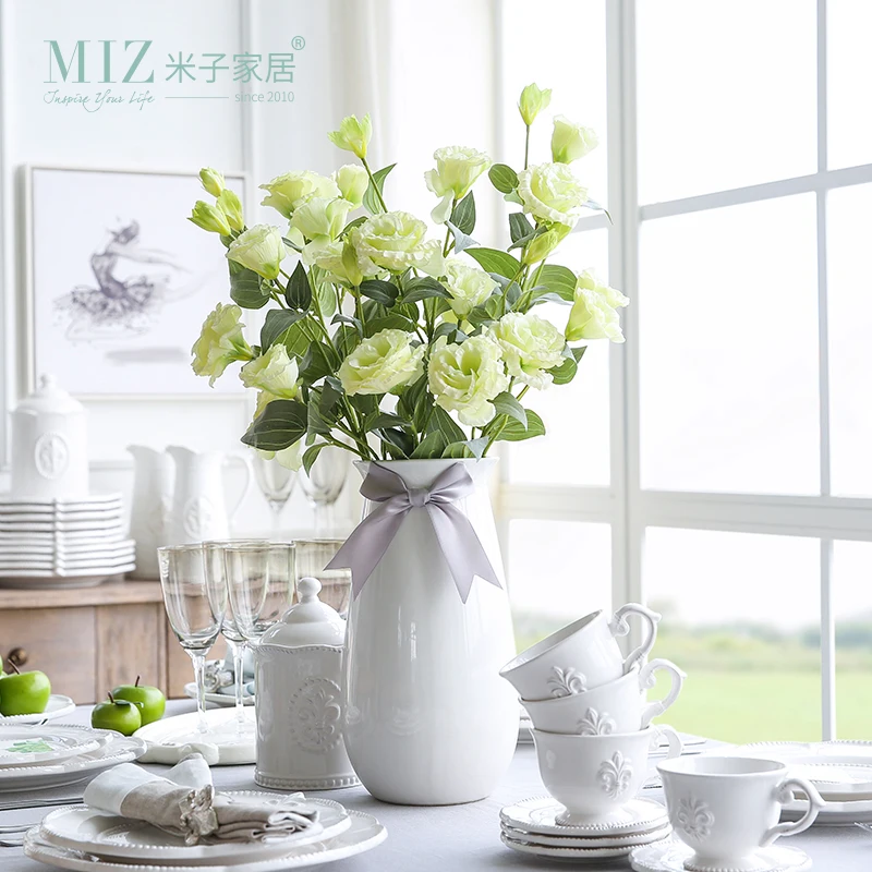 Image Miz Home 5 Pieces 1 Bud Eustoma Flower Wedding Bud Flower for Bride Home Decor Artificial Flower Silk Flower No Vase Hot New