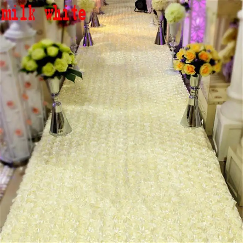 

Milk White 3D Rose Petal Aisle Runner Carpet 33 Feet Long 55 Inch Wide for Wedding Centerpieces Decoration Supplies Free Shippin