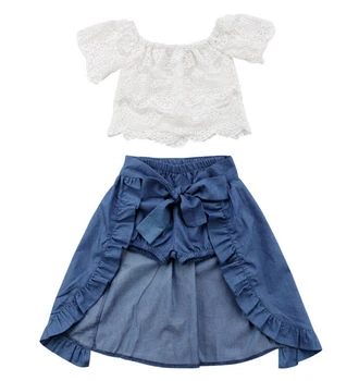 3PCS Baby Girl Clothes Sets Lace Off-Shoulder T-shirt Tops Skirts Shorts Bowknot Denim Summer Party Clothes Set Child 1-6T
3PCS Baby Girl Clothes Sets Lace Off-Shoulder T-shirt Tops Skirts Shorts Bowknot Denim Summer Party Clothes Set Child 1-6T