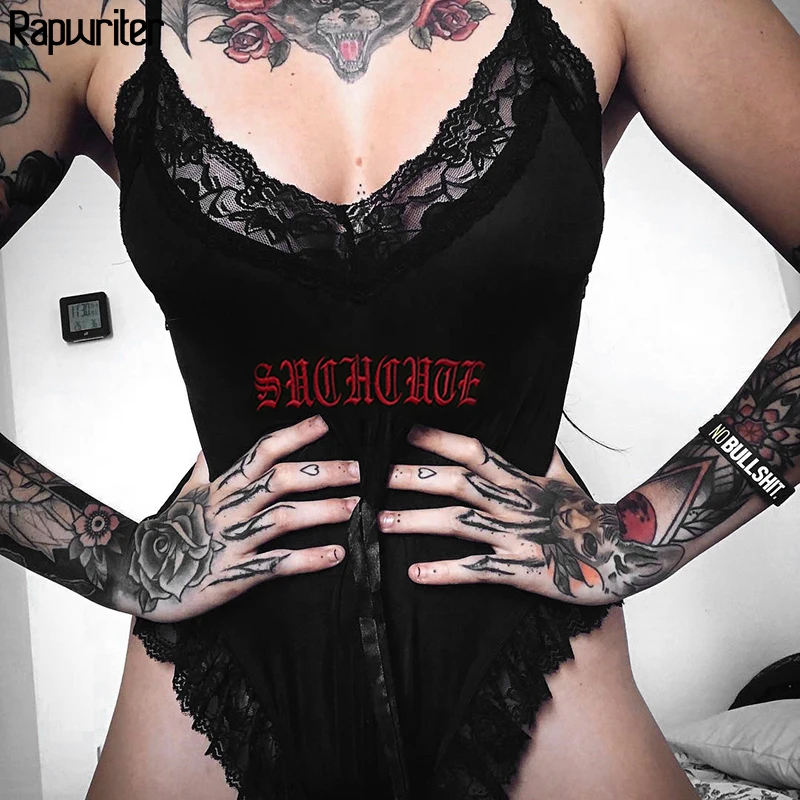 Rapwriter Sexy V-Neck Letter Embroidery Strap Lace Bodysuit Women 2019 Spring Adjustable Waist Belt Stretch Open Crotch Bodysuit
Rapwriter Sexy V-Neck Letter Embroidery Strap Lace Bodysuit Women 2019 Spring Adjustable Waist Belt Stretch Open Crotch Bodysuit