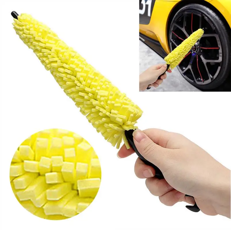 1Pcs Car Washing Wheel Brush Car Tire Rim Cleaning Sponge Plastic Handle Wheel Rim Tire Washing Cleaning Scrub Brush