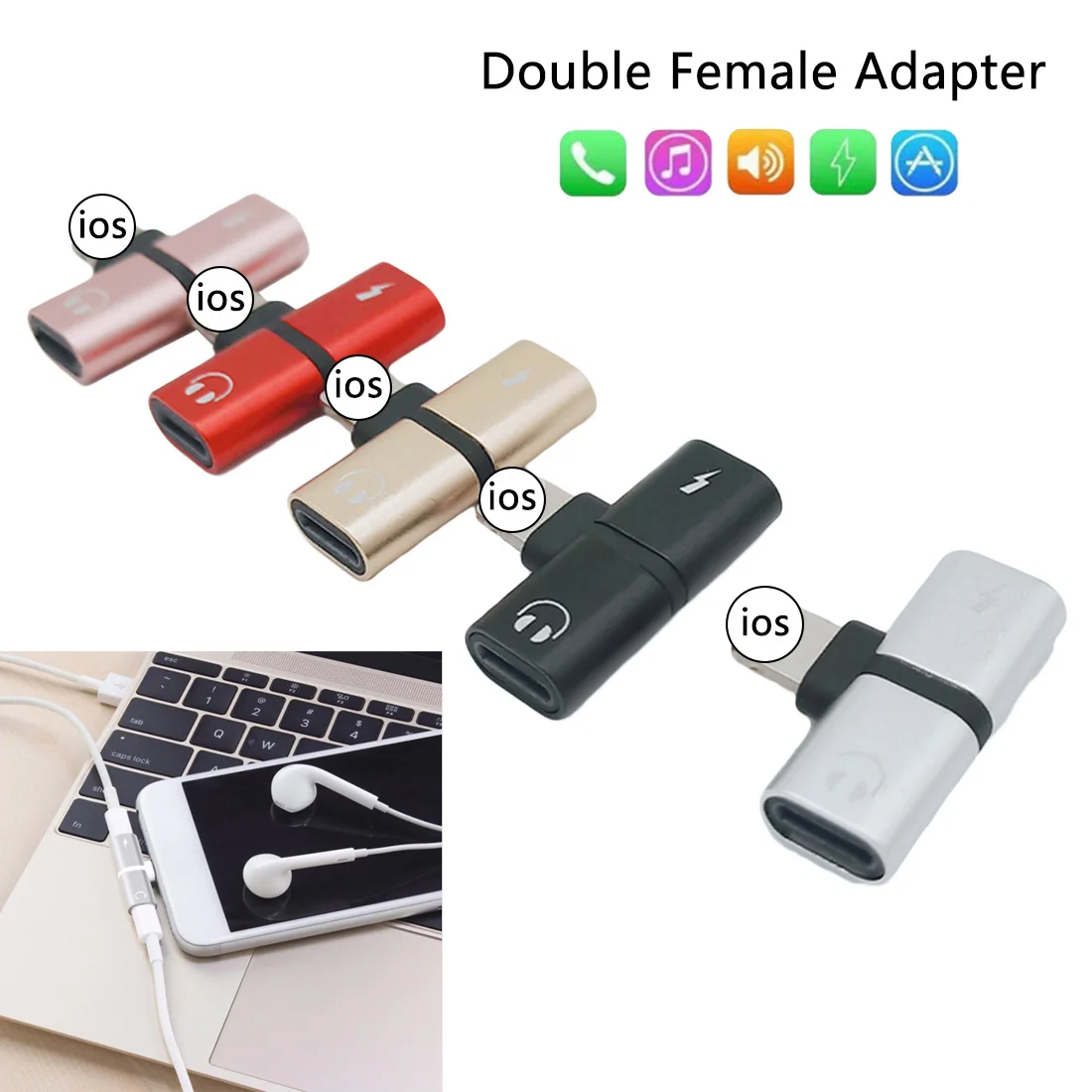 Sync 2 in 1 Connector Splitter Audio Adapter For Phone to Headphone Earphone Charger Function Dual Ports Charging Dock Music Con
Sync 2 in 1 Connector Splitter Audio Adapter For Phone to Headphone Earphone Charger Function Dual Ports Charging Dock Music Con