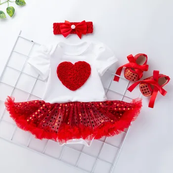 3 PCS by Dresses Girl Short Sleeve Paillette Heart Dress +Shoes Outfits Set Sukienka Niemowleca Newborn Dress
3 PCS by Dresses Girl Short Sleeve Paillette Heart Dress +Shoes Outfits Set Sukienka Niemowleca Newborn Dress