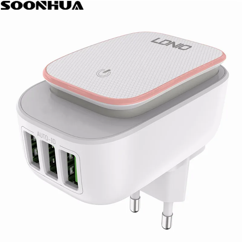SOONHUA 3-Port LED Lamp USB Charger Adapter 2-IN-1 Travel Wall EU US Plug Mobile Phone Charger 3.4A Max for iPhone Samsung
SOONHUA 3-Port LED Lamp USB Charger Adapter 2-IN-1 Travel Wall EU US Plug Mobile Phone Charger 3.4A Max for iPhone Samsung