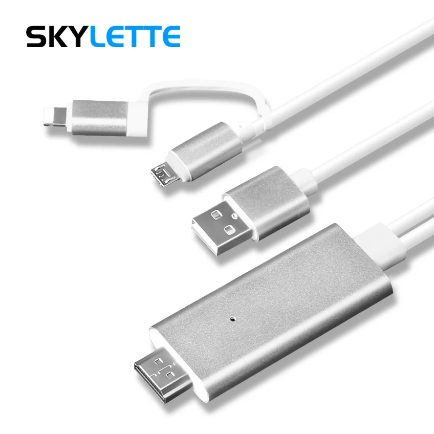 Lightning Micro USB Sync To HDMI Monitor TV Projector Large Screen 1080p HD 1.8m Conversion Cable For iPhone Android Device
Lightning Micro USB Sync To HDMI Monitor TV Projector Large Screen 1080p HD 1.8m Conversion Cable For iPhone Android Device