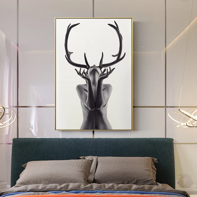 

Nordic Style Gothic Deer Elves HD Canvas Painting Posters And Prints Fashion Home Decorative Wall Pictures For Living Room Aisle