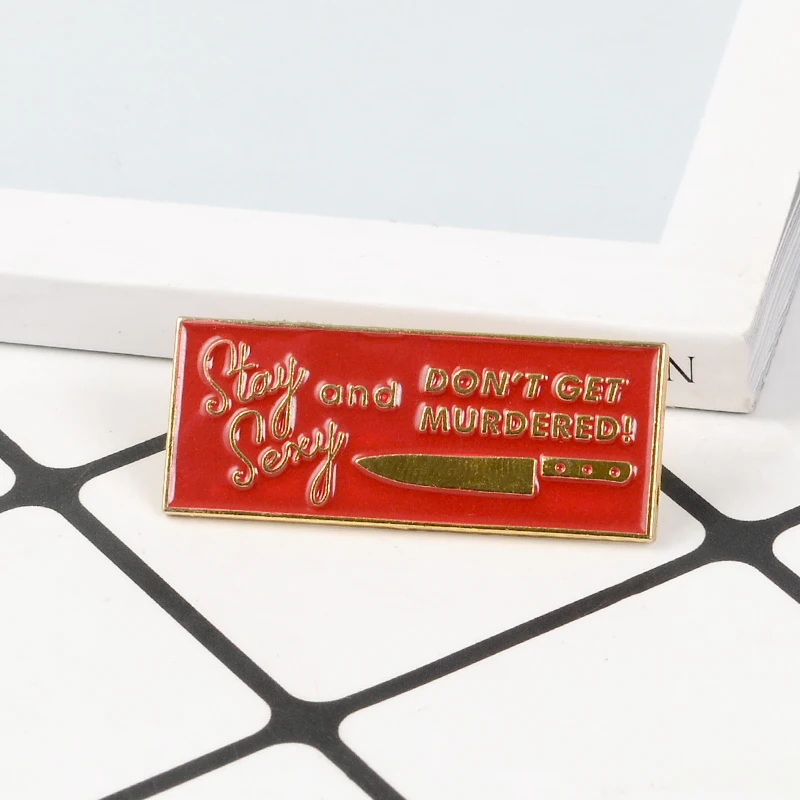 Red Tag Brooches Murder Podcast Show Enamel Pin Knife and Letters Pins Button Lapel Pin Metal Badge Jewelry Gift for friends
Red Tag Brooches Murder Podcast Show Enamel Pin Knife and Letters Pins Button Lapel Pin Metal Badge Jewelry Gift for friends