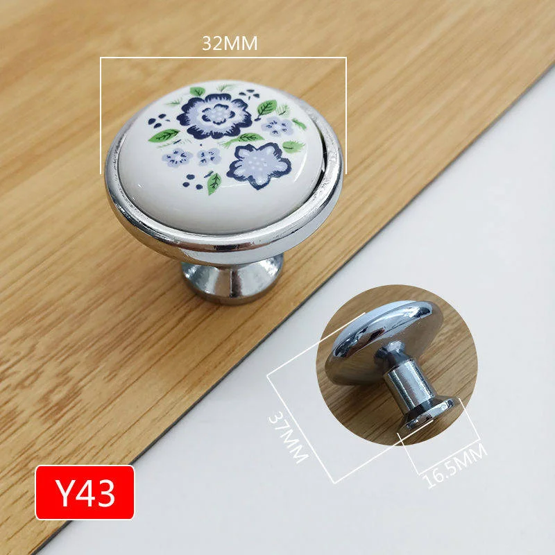 P07白色印花系列单孔陶瓷拉手=Y43-PC尺寸规格