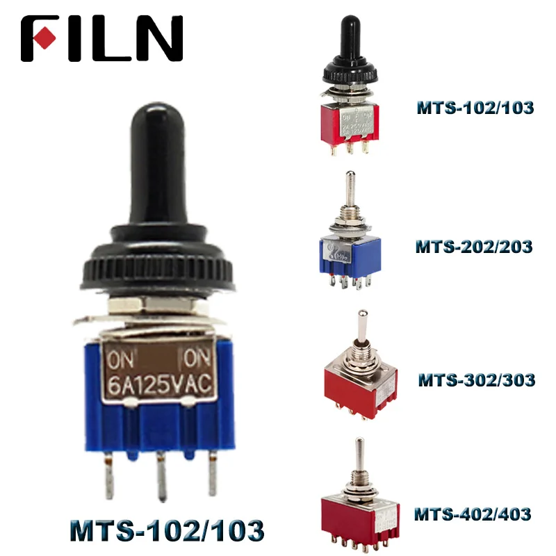 6A 120VAC mini 2 Position ON ON MTS-102 MTS-202 Toggle Switch 3 Position MTS-103 MTS-203 ON OFF ON Switch With Waterproof Cap
6A 120VAC mini 2 Position ON ON MTS-102 MTS-202 Toggle Switch 3 Position MTS-103 MTS-203 ON OFF ON Switch With Waterproof Cap