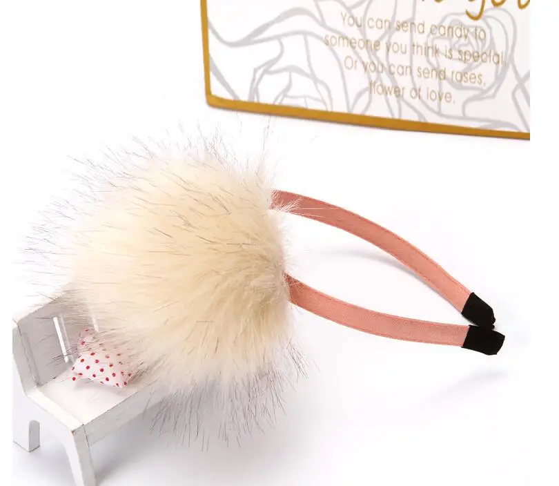 New Girls Hairball Hairband Kids Winter Faux Rabbit Fur Hair Head Band Hoop Accessories For Children Headwear Scrunchy | Детская одежда