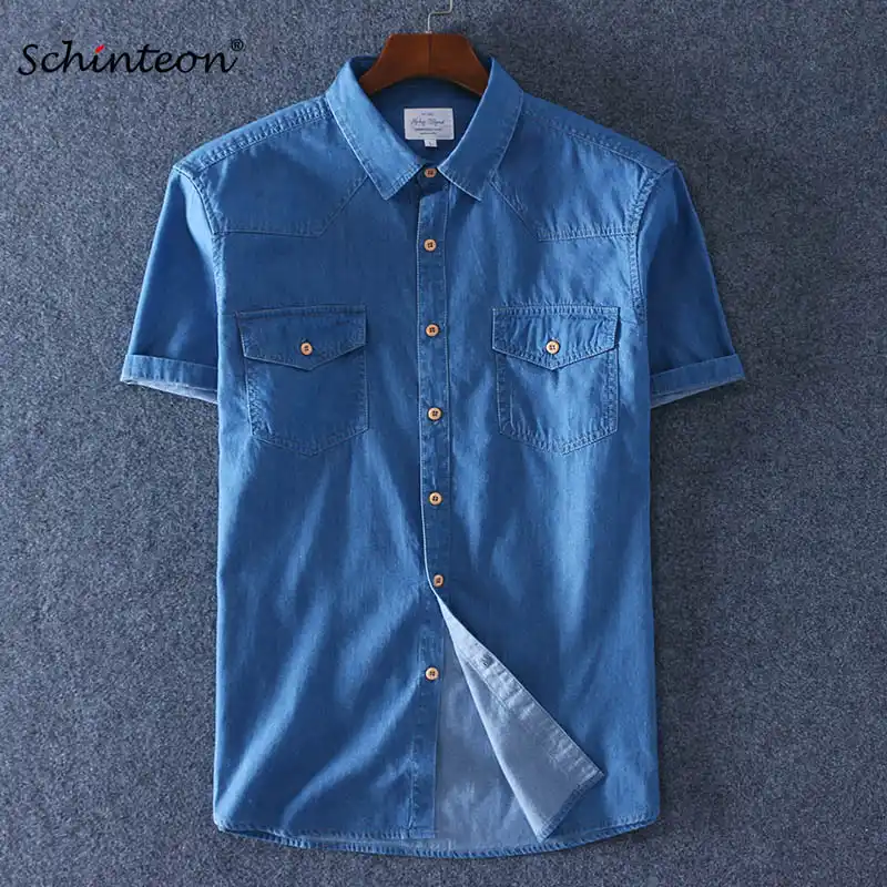 plus size short sleeve denim shirt