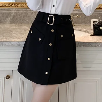 Foamlina Elegant Women Black Skirt 2019 New Autumn Belted Buttons Decoration A Line Short Skirt Casual Female Work OL Skirt
Foamlina Elegant Women Black Skirt 2019 New Autumn Belted Buttons Decoration A Line Short Skirt Casual Female Work OL Skirt