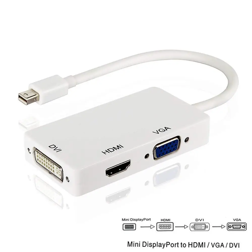 Новый 3 в 1 интерфейс Thunderbolt Mini порт дисплея DP к HDMI-совместимый адаптер VGA кабель