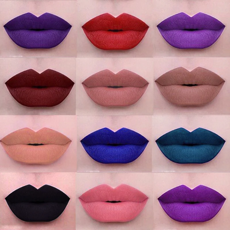 2017 New Brand Lipsticks Makeup Waterproof Pigment Color Cosmetics Purple Black Sexy Full Lips 12pcs Matte Lip Gloss Sets 
2017 New Brand Lipsticks Makeup Waterproof Pigment Color Cosmetics Purple Black Sexy Full Lips 12pcs Matte Lip Gloss Sets