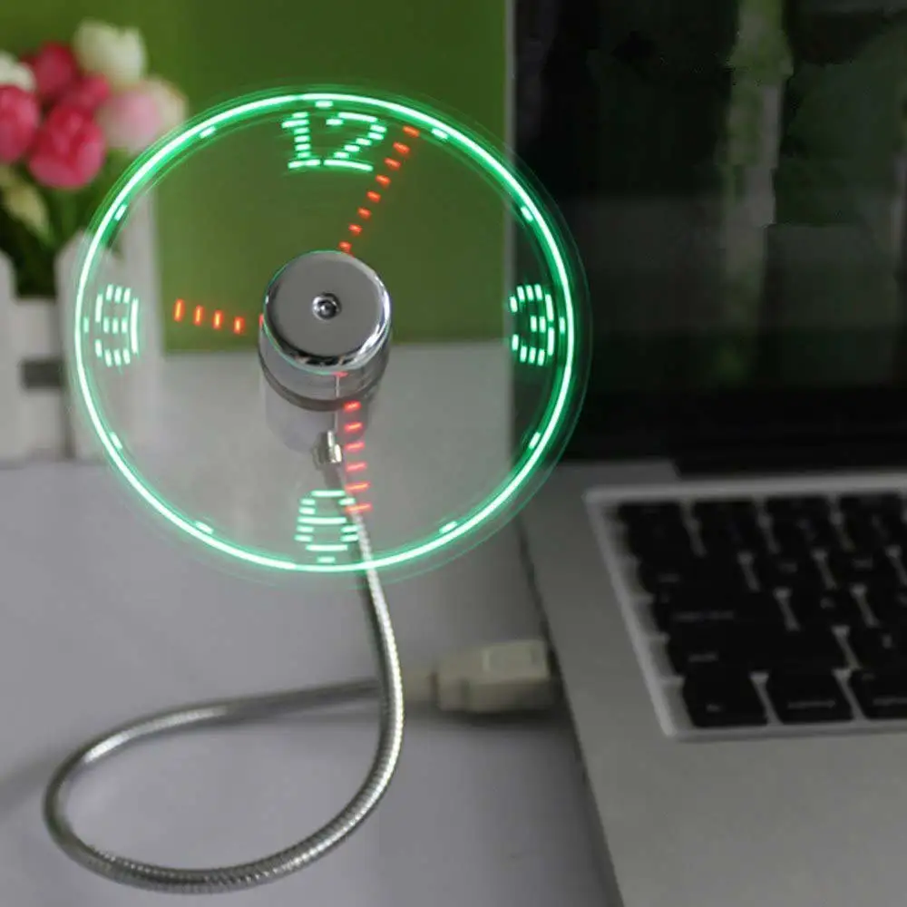 Ingelon mini usb fan LED Clock Cool Colorful or Temperature Display Fan Adjustable USB Gadget for PC power bank LED USB Fan (6)