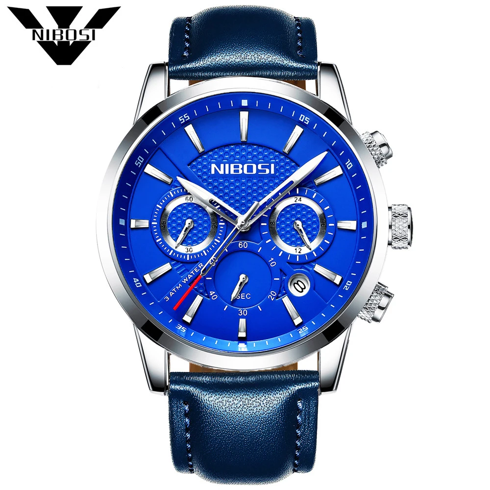 NIBOSI Mens Watches Fashion Casual Sport Blue Leather Watch Male Clock Man Army Military Quartz Wristwatch Relogio Masculino
NIBOSI Mens Watches Fashion Casual Sport Blue Leather Watch Male Clock Man Army Military Quartz Wristwatch Relogio Masculino