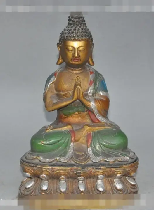 S06019 9" Chinese buddhism Fane bronze gilt Pastel Shakyamuni Amitabha buddha Statue
S06019 9" Chinese buddhism Fane bronze gilt Pastel Shakyamuni Amitabha buddha Statue