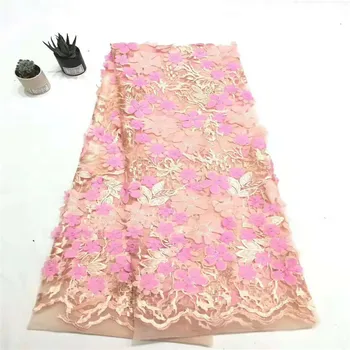 New Arrival Gold African French Net Lace Fabric 3D High Quality 2018 5Yard/lot Pink Lace Fabric For Wedding Dresses A1252-1
New Arrival Gold African French Net Lace Fabric 3D High Quality 2018 5Yard/lot Pink Lace Fabric For Wedding Dresses A1252-1