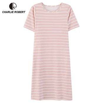 CR New Women's Casual Cotton Sleepwear Plus Size Pink Striped Nightgown O-neck Lounge Summer Dress Drop Shipping
CR New Women's Casual Cotton Sleepwear Plus Size Pink Striped Nightgown O-neck Lounge Summer Dress Drop Shipping
