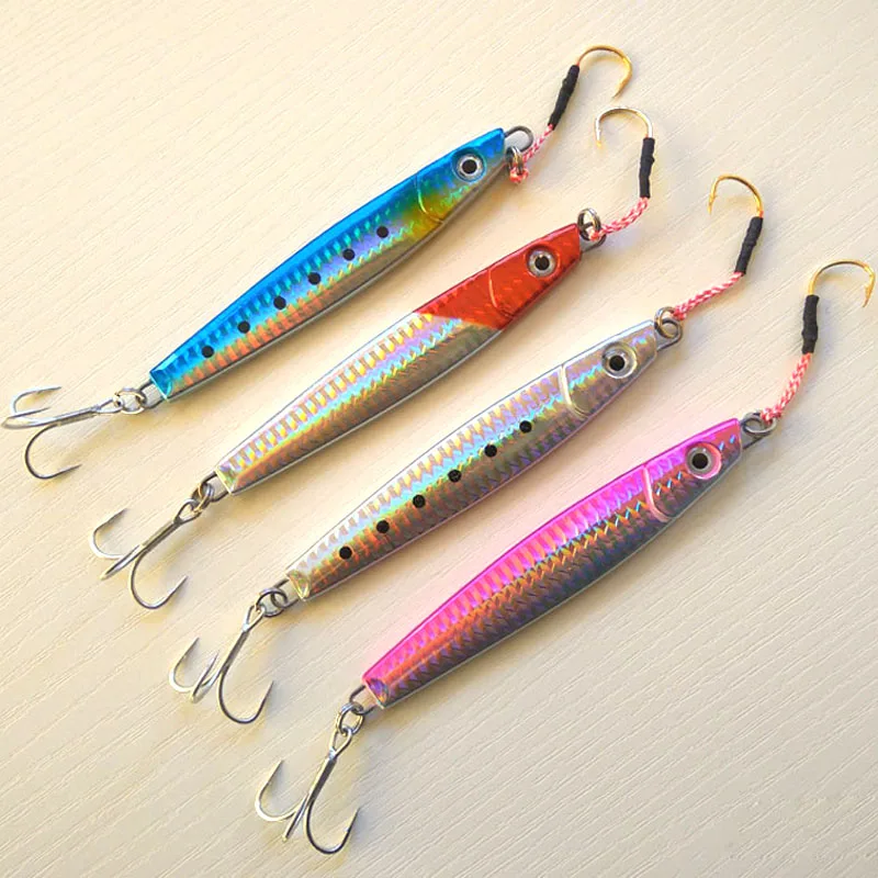 4pcs 40g/60g/80g/100g mackerel, mullet lure lmetal jig metal fishing lure lead jig with VMC assist fishing hook good quality
4pcs 40g/60g/80g/100g mackerel, mullet lure lmetal jig metal fishing lure lead jig with VMC assist fishing hook good quality