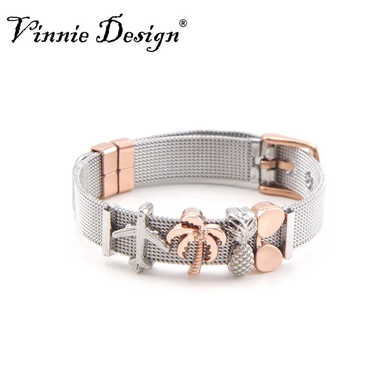 Vinnie Design Jewelry Keeper Stainless Steel Mesh Bracelet Sets with 4pcs Silver Rose Gold Slide Charms
Vinnie Design Jewelry Keeper Stainless Steel Mesh Bracelet Sets with 4pcs Silver Rose Gold Slide Charms