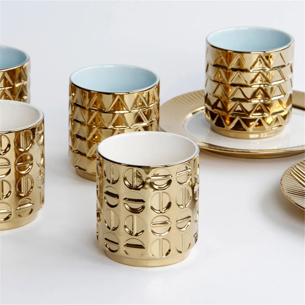 330ML Nordic Ceramics Gold Coffee Mug Tray Chic Scandinavian Milk Cup Luxurious European Ion Plating Water Cup for Home Hotel
330ML Nordic Ceramics Gold Coffee Mug Tray Chic Scandinavian Milk Cup Luxurious European Ion Plating Water Cup for Home Hotel