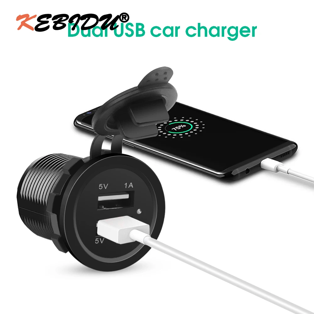 KEBIDU Universal 5V 2.1A/1A Cigarette Lighter Dual USB Car Charger Vehicle DC12V-32V Waterproof Dual USB Charger Power Socket
KEBIDU Universal 5V 2.1A/1A Cigarette Lighter Dual USB Car Charger Vehicle DC12V-32V Waterproof Dual USB Charger Power Socket