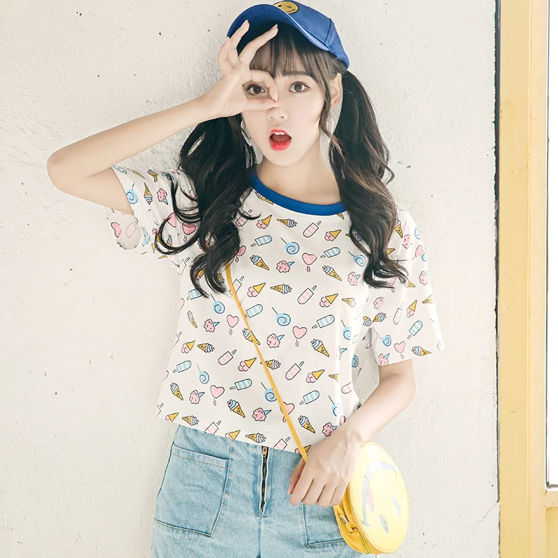 Dandeqi Women Crop Top Lovely Patchwork Ice Cream Printed Short Tops O-neck Basic Bottoming Tshirts Dropshipping
Dandeqi Women Crop Top Lovely Patchwork Ice Cream Printed Short Tops O-neck Basic Bottoming Tshirts Dropshipping