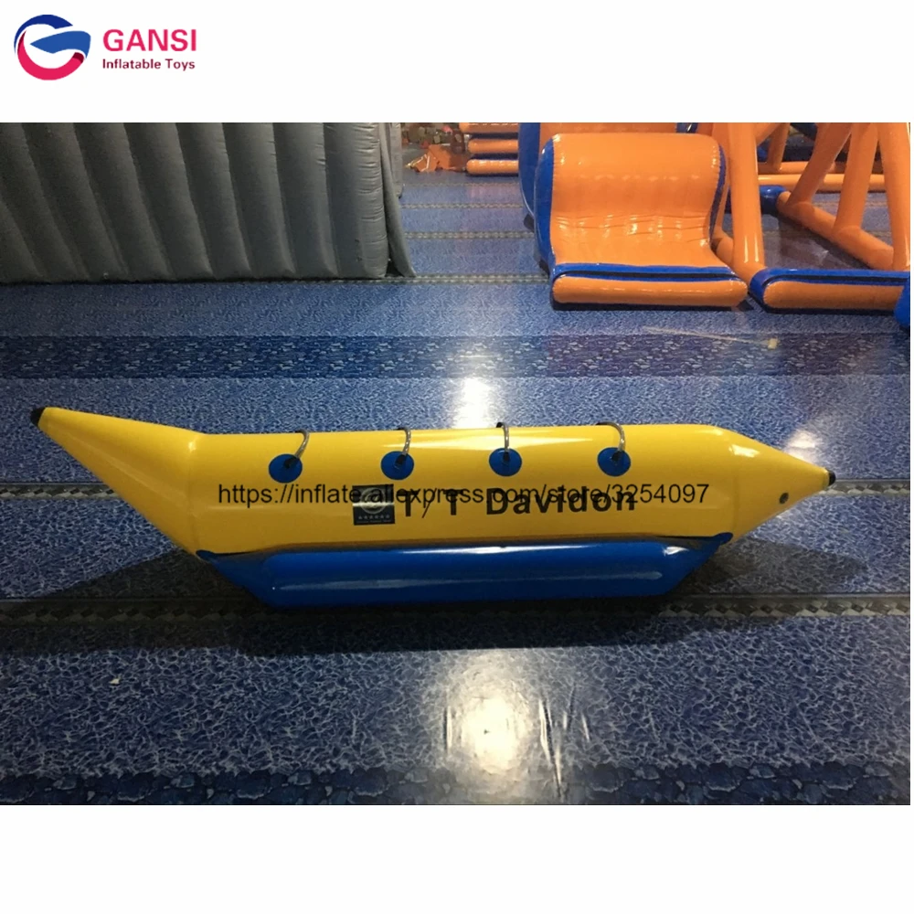 

4 persons towable fly fish boat 0.9mm PVC tarpaulin flying fish inflatable sea banana boat for water games
