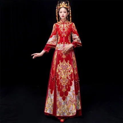 Plus Size 5XL 6XL Bride Traditions Red Women Phoenix Embroidery Cheongsam Long Qipao Wedding Dresses Traditional Chinese Dress
Plus Size 5XL 6XL Bride Traditions Red Women Phoenix Embroidery Cheongsam Long Qipao Wedding Dresses Traditional Chinese Dress