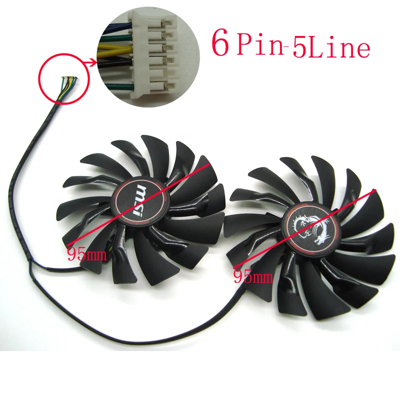 2pcs 95mm cooler fans for ASUS DUAL-RX580-4G//8g graphics card bitcoin 4Pin