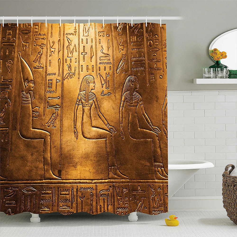 Egyptian Hieroglyphics Old Texts Logographic and Alphabetic Elements Design Print, Polyester Fabric Bathroom Shower Curtain
Egyptian Hieroglyphics Old Texts Logographic and Alphabetic Elements Design Print, Polyester Fabric Bathroom Shower Curtain