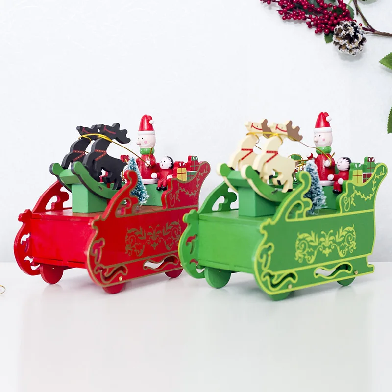 Merry Christmas New Year Festival decorations Red green Lovely sled snowman figures Wooden music box Children carriage toys car
Merry Christmas New Year Festival decorations Red green Lovely sled snowman figures Wooden music box Children carriage toys car