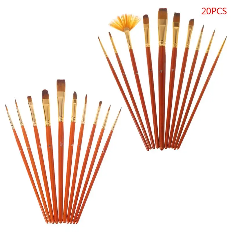 20Pcs Artist Paint Brush Set Nylon Hair Watercolor Acrylic Oil Painting Drawing Supplies Painting Brush
20Pcs Artist Paint Brush Set Nylon Hair Watercolor Acrylic Oil Painting Drawing Supplies Painting Brush