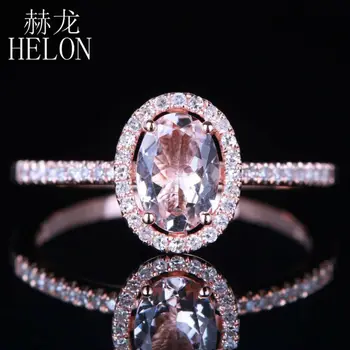 HELON Dreamlike Morganite 5X7mm Oval Shape Solid 14K Rose Gold Engagement Pave 0.18ct Genuine Diamonds Wedding Fine Jewelry Ring
HELON Dreamlike Morganite 5X7mm Oval Shape Solid 14K Rose Gold Engagement Pave 0.18ct Genuine Diamonds Wedding Fine Jewelry Ring