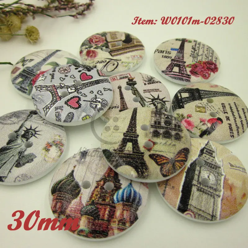 144pcs 30mm Mixed Eiffel Tower Series large wood buttons for Craft / sewing / diy / scrapbook accessories
144pcs 30mm Mixed Eiffel Tower Series large wood buttons for Craft / sewing / diy / scrapbook accessories