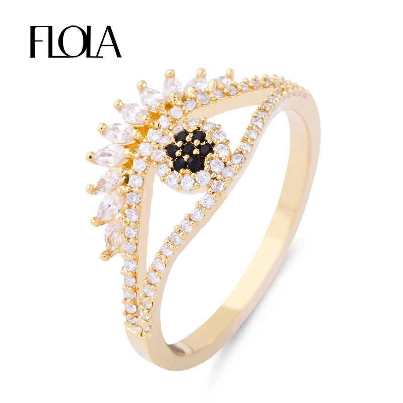 FLOLA Wedding & Party Zircon Ring Gold Evil Eye Turkish Ring For Women Hamsa Original Fine Jewelry Femme Cute Eye Gift rigf47
FLOLA Wedding & Party Zircon Ring Gold Evil Eye Turkish Ring For Women Hamsa Original Fine Jewelry Femme Cute Eye Gift rigf47