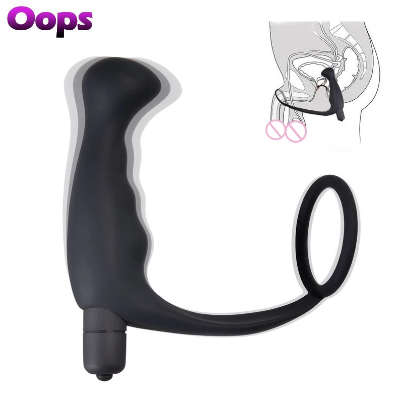 Male Prostate Massager Anal Penis Ring Silicone Vibrating Butt Plug Cock Ring Anal Sex Toy for Men 6