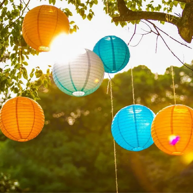 Description Picture 2 of item6" 8" 10"12" 14" 16" Orange Chinese Paper Lantern Round Paper Ball Lamps Wedding Party Christmas Halloweeen Decoration Lampion