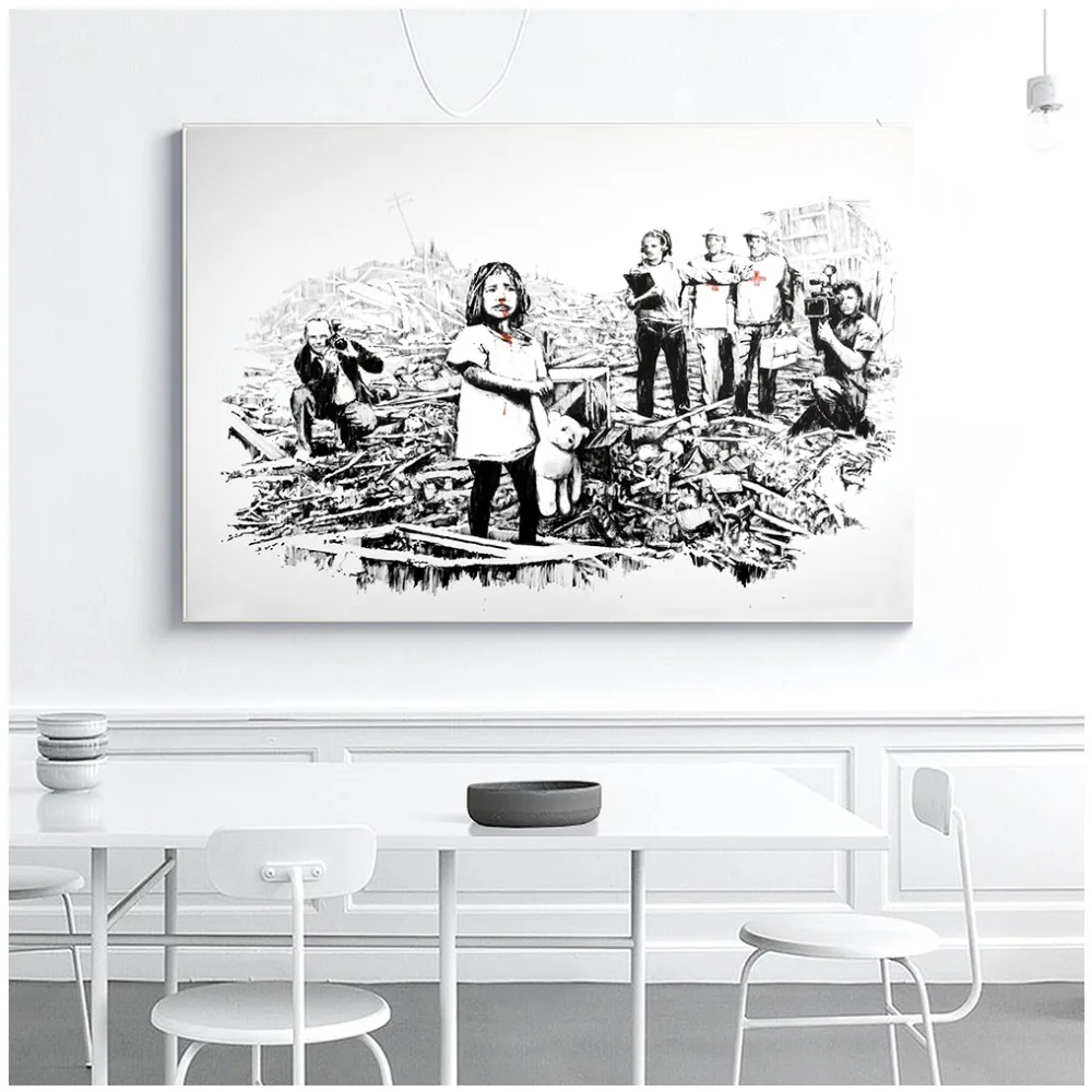 BANKSY Graffiti Street Wall Art Girl in disaster Canvas Art Print Poster, Pictures Painting For Living Room Wall Decor
BANKSY Graffiti Street Wall Art Girl in disaster Canvas Art Print Poster, Pictures Painting For Living Room Wall Decor