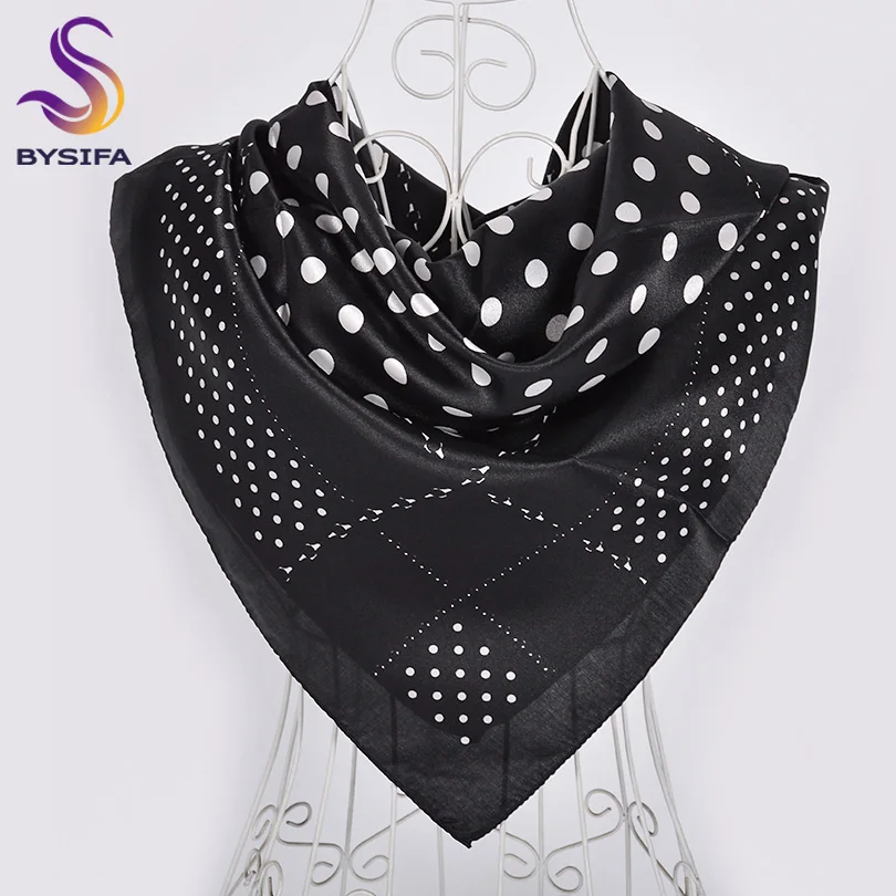BYSIFA| Female Black White Dot Square Scarves Spring Fall Silk Hijab Scarf Shawl 2019 New Brand Winter Neck Scarf Khaki,Blue,Red
BYSIFA| Female Black White Dot Square Scarves Spring Fall Silk Hijab Scarf Shawl 2019 New Brand Winter Neck Scarf Khaki,Blue,Red