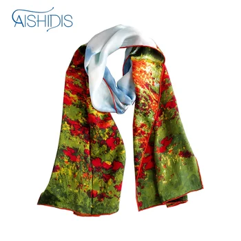 Long Silk Scarf Shawl Claude Monet "Poppy Field in Argenteuil" Grass Theme Flower Wraps Handrolled Hems
Long Silk Scarf Shawl Claude Monet "Poppy Field in Argenteuil" Grass Theme Flower Wraps Handrolled Hems