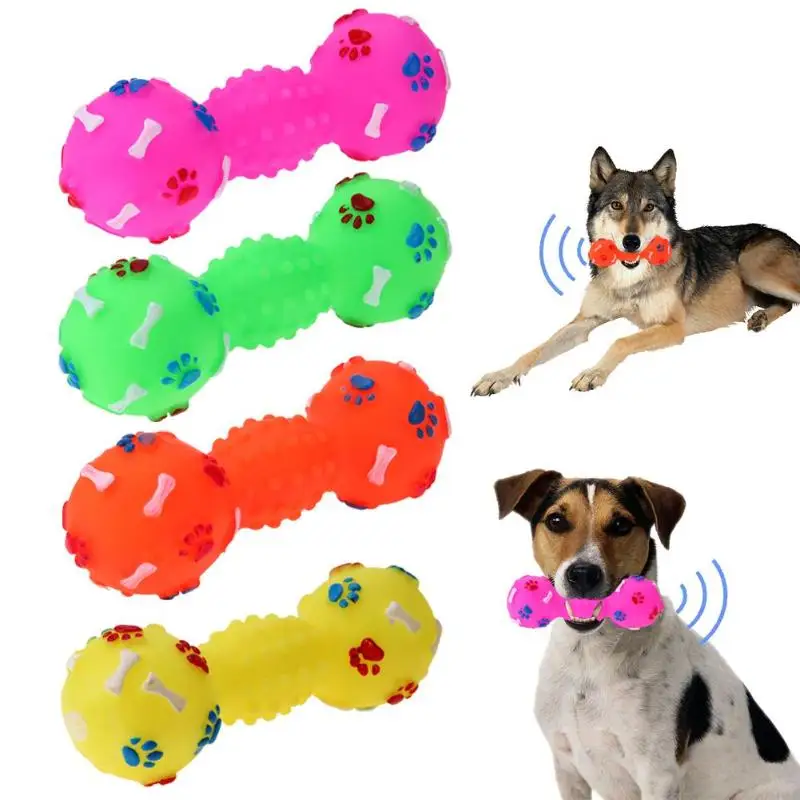 Small Dog Toys Rubber Dogs Squeaker Toys Pets Sound Squeaky Dumbbell Shape Chewing Toy Dog Games Products