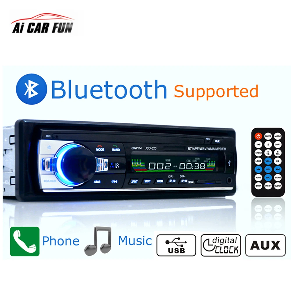 12V 1 Din Car Radios JSD520 Stereo Player Car MP3 Autoradio Bluetooth Player With AUX Input And Remote Control
12V 1 Din Car Radios JSD520 Stereo Player Car MP3 Autoradio Bluetooth Player With AUX Input And Remote Control