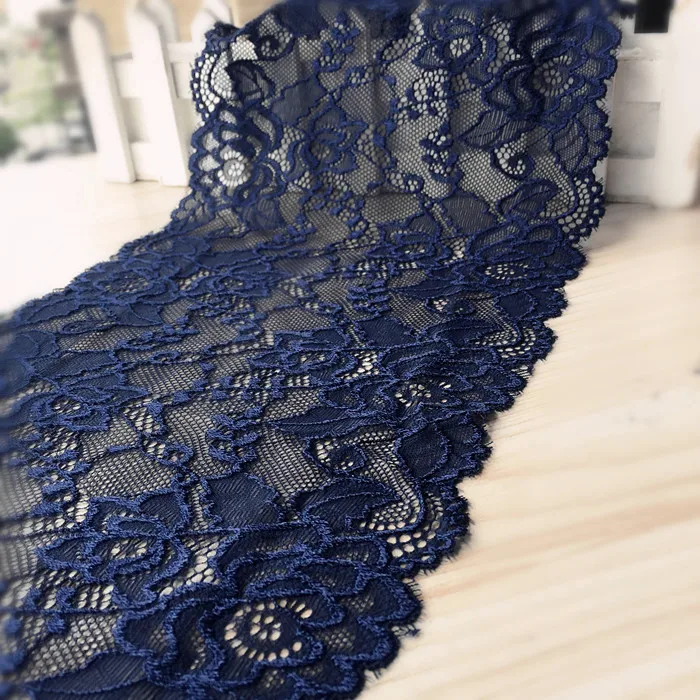 

Beautiful 4meter/pack 18cm Elastic Navy Blue Fabric Stretch Lace Trimming For Dress Clothing Hem Handmade DIY Accessories Z1100